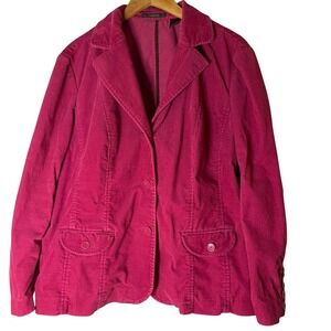 Liz Claiborne Magenta Pink‎ Corduroy Blazer Jacket Womens 18W Cotton Spandex